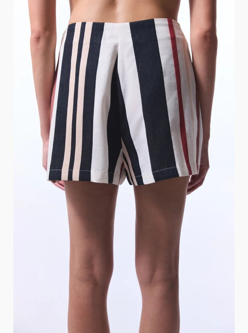 Shay short mini à rayures et motif ethnique penti Blanc - Kiabi