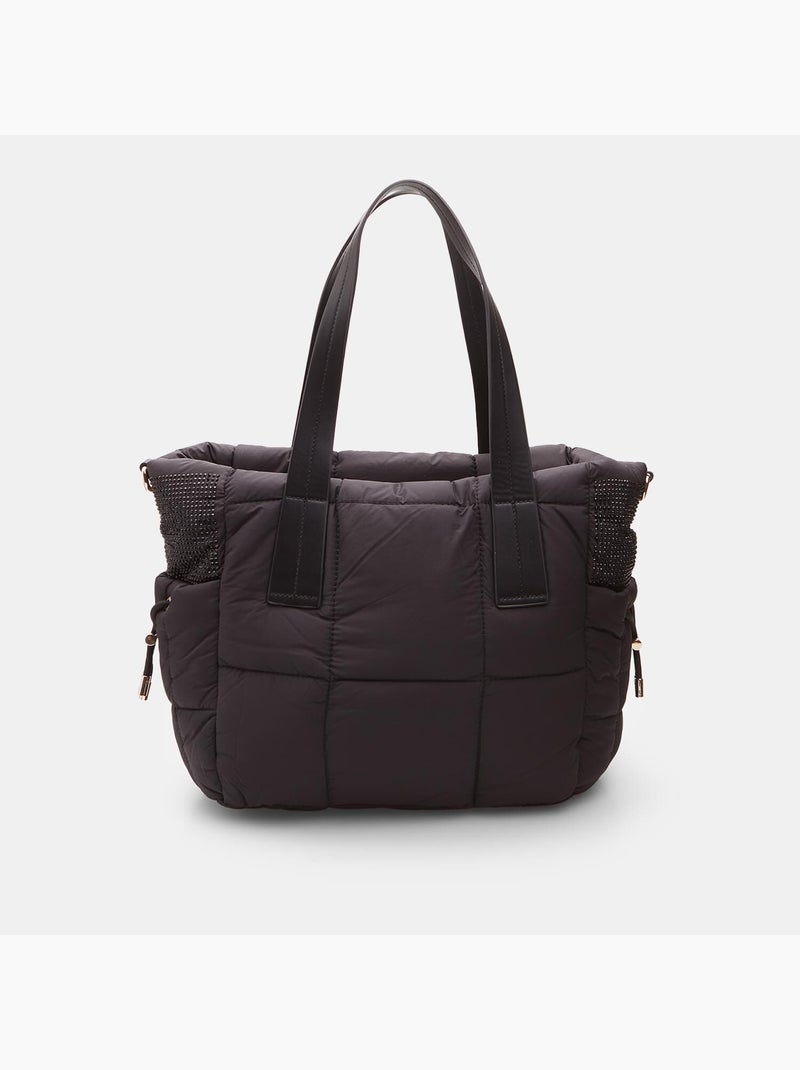 Shopper avec mini strass e coulisse Noir - Kiabi