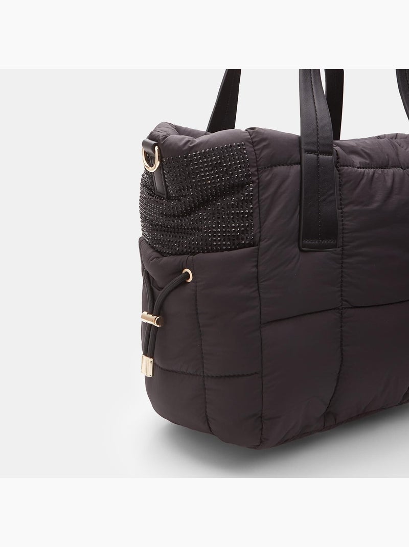 Shopper avec mini strass e coulisse Noir - Kiabi