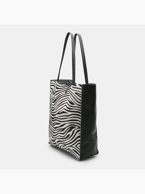 Shopper BATA avec insert en cuir de poulain - Kiabi