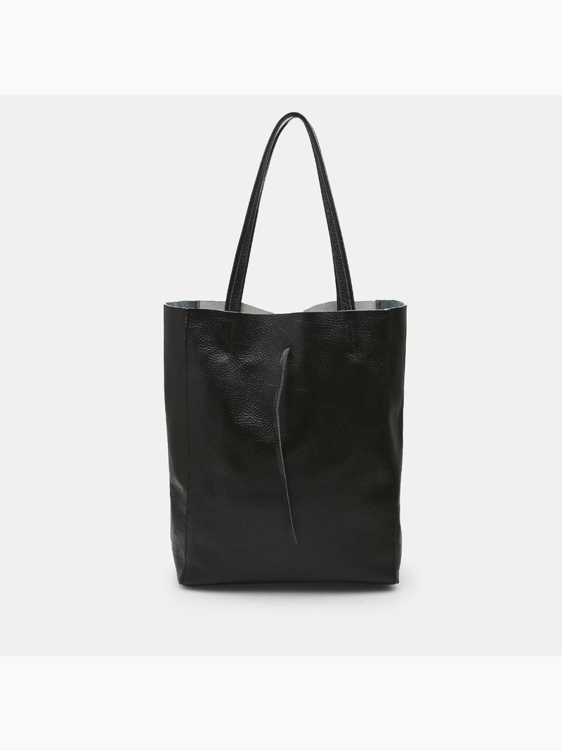 Shopper BATA avec insert en cuir de poulain Blanc Noir - Kiabi