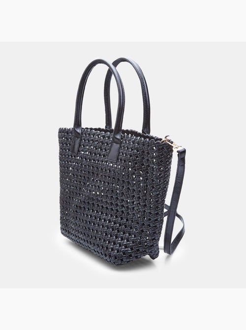 Shopper tressé avec pochettes intérieures - Kiabi