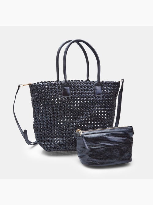 Shopper tressé avec pochettes intérieures - Kiabi