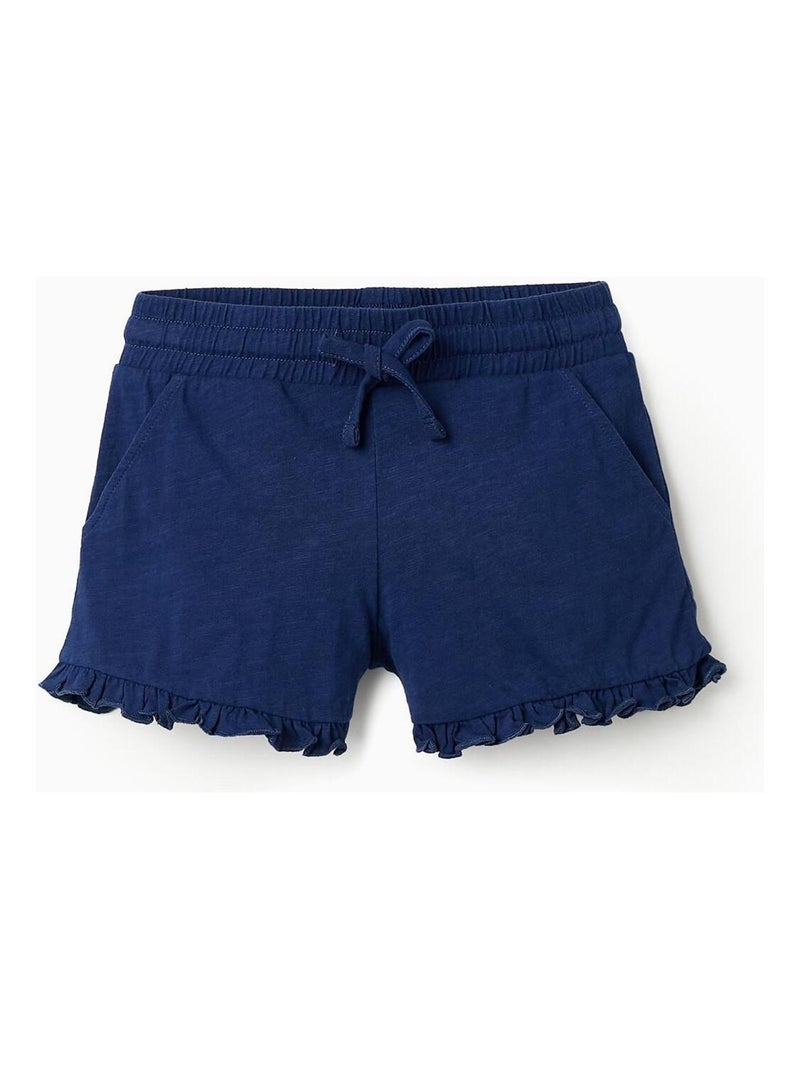 Short 100% coton, avec volants NEW YORK Bleu foncé - Kiabi