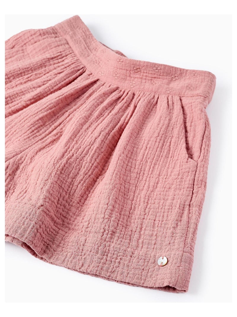 Short 100% coton, taille réglable FIELD DAYS Rose clair - Kiabi