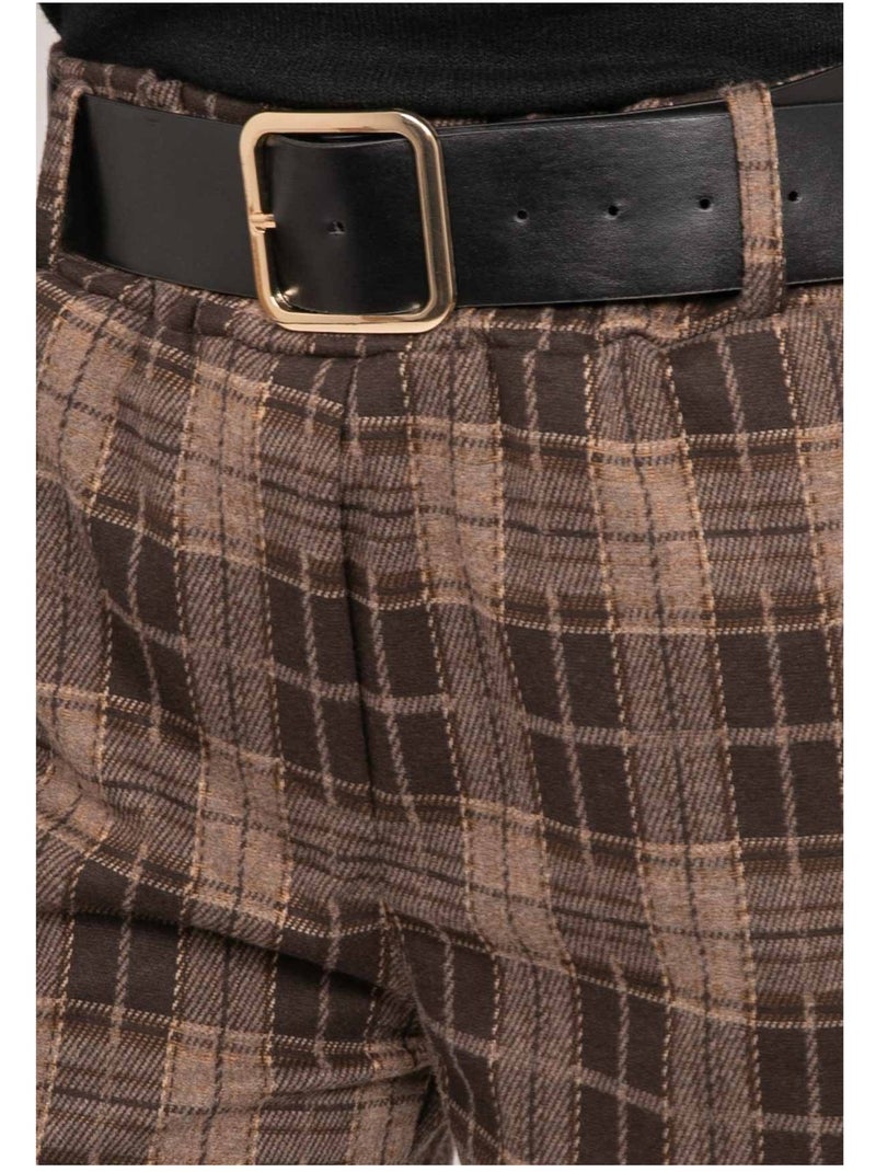 Short à carreaux ceinturé xeline Marron - Kiabi