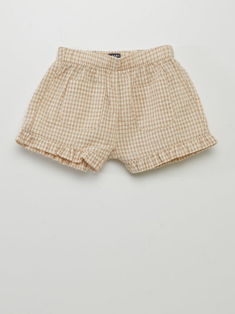 Short à carreaux style vichy Beige - Kiabi