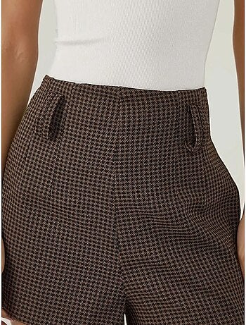 Short à carreaux taille haute