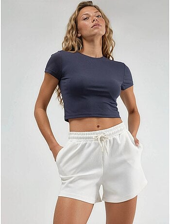Short à jambes larges et taille mi-haute avec cordon de serrage busem