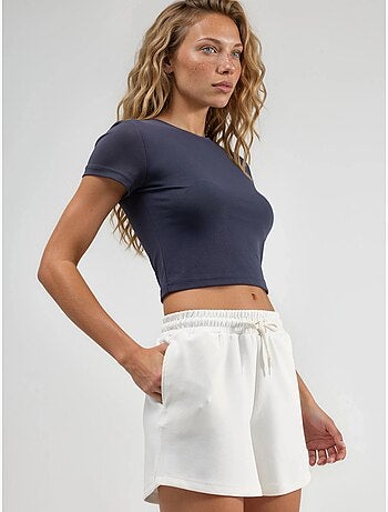 Short à jambes larges et taille mi-haute avec cordon de serrage busem