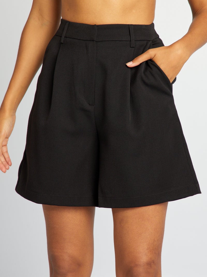 Short à pinces taille haute Noir - Kiabi