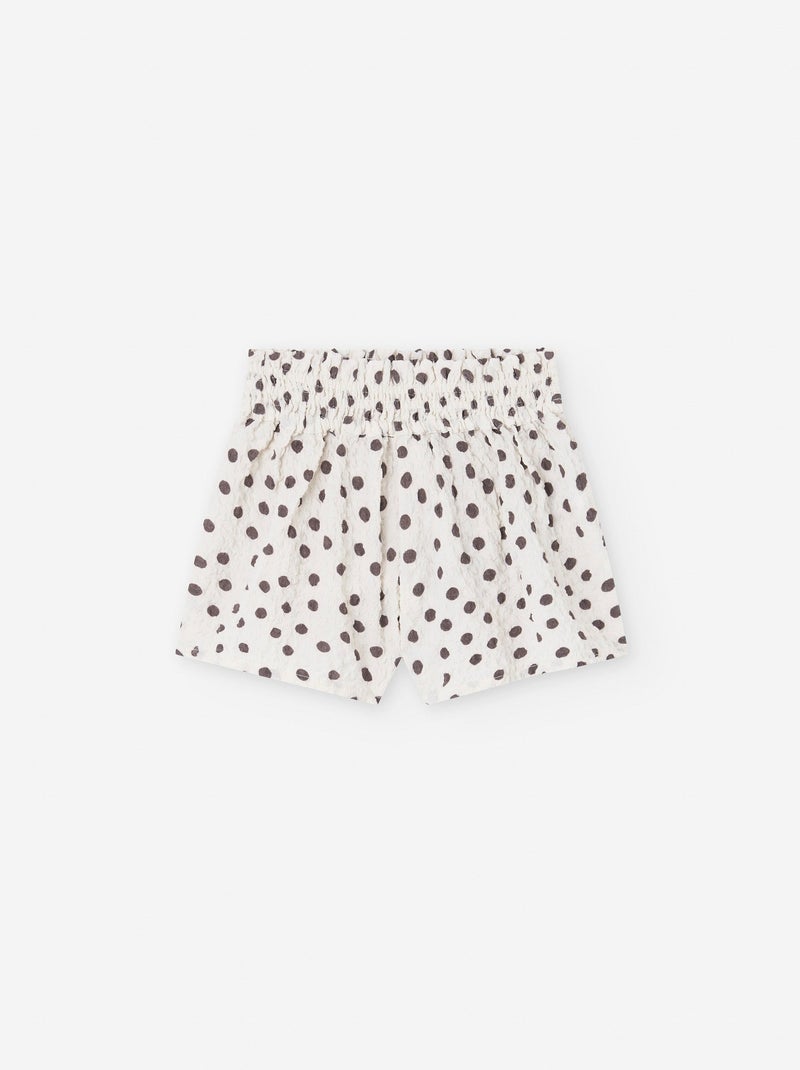 Short à Pois Tissu Froissé Blanc Ecru - Kiabi
