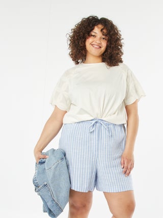Short à rayures avec taille élastiquée