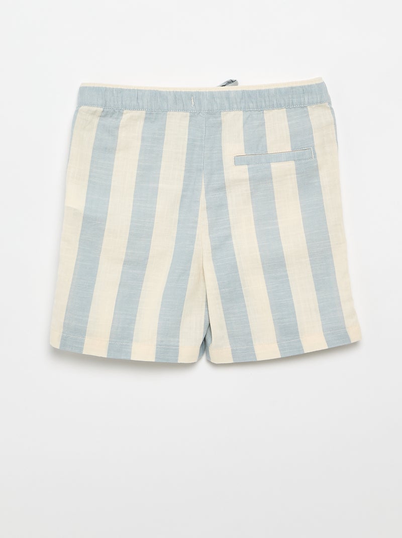 Short à rayures et taille élastiquée Bleu - Kiabi
