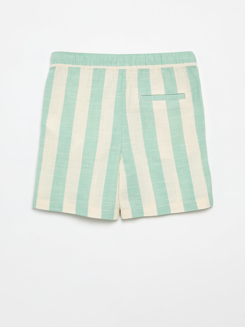 Short à rayures et taille élastiquée Vert - Kiabi