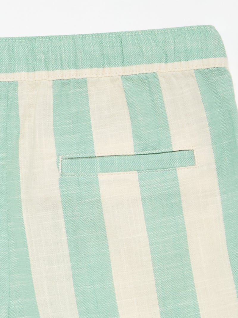 Short à rayures et taille élastiquée Vert - Kiabi