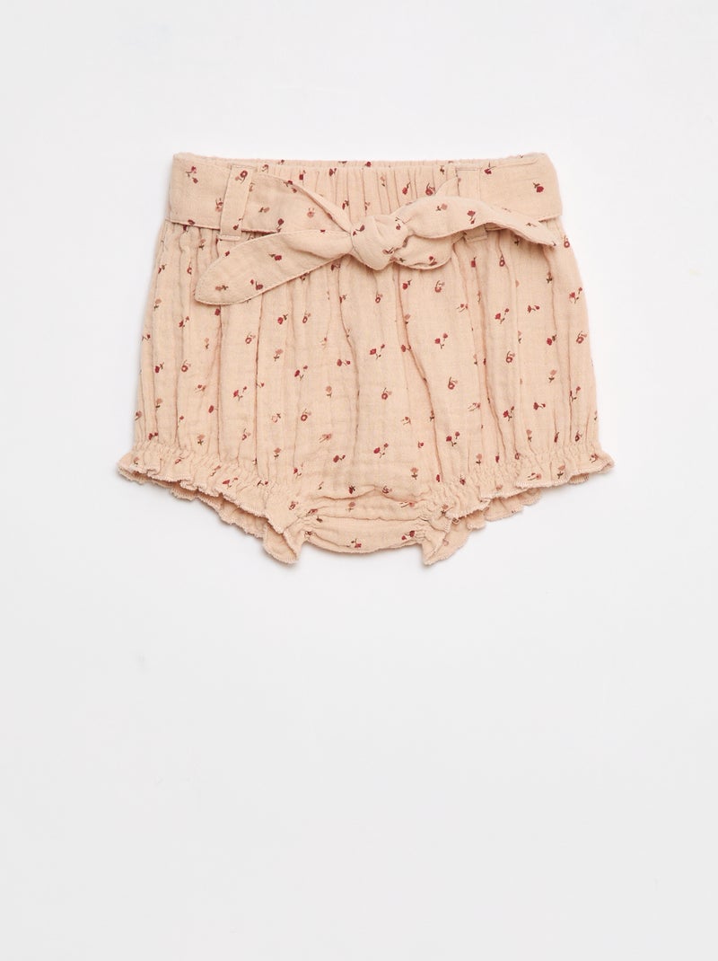 Short à taille élastiquée avec ceinture à nouer Beige - Kiabi