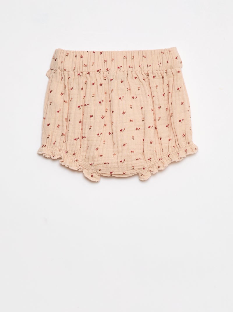 Short à taille élastiquée avec ceinture à nouer Beige - Kiabi