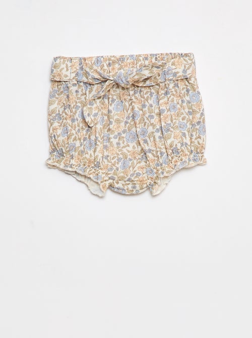 Short à taille élastiquée avec ceinture à nouer - Kiabi