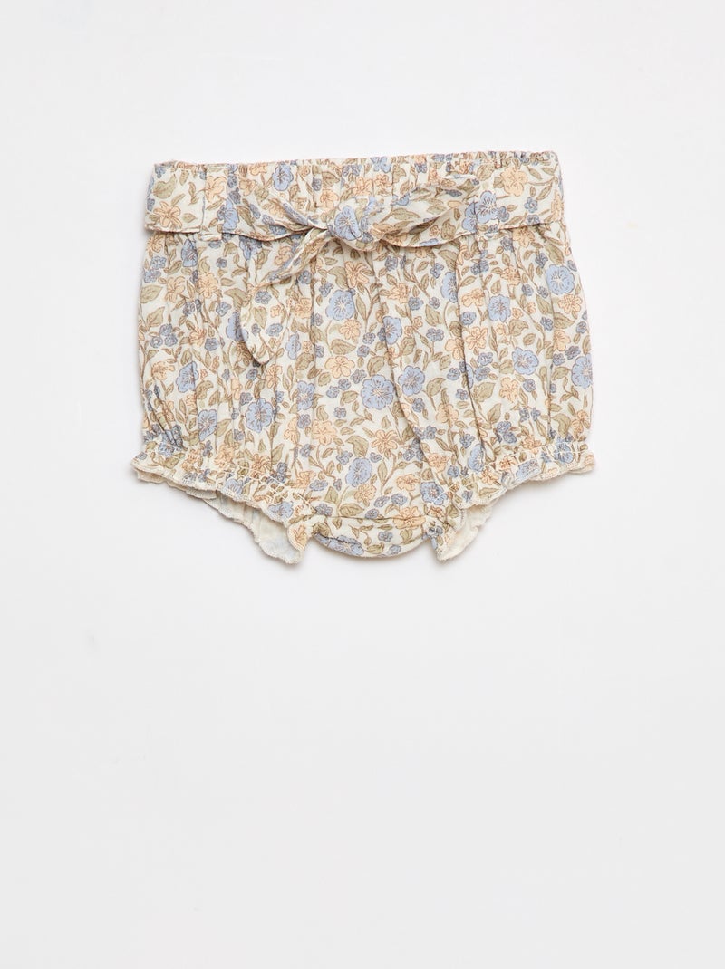 Short à taille élastiquée avec ceinture à nouer Blanc - Kiabi