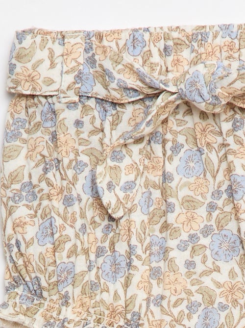 Short à taille élastiquée avec ceinture à nouer - Kiabi