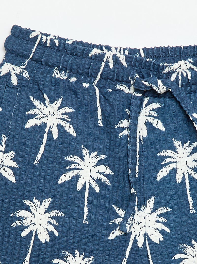 Short à taille élastiquée en coton Bleu - Kiabi