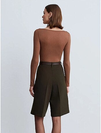 Short À Taille Haute, Ceinture Et Jambe Large