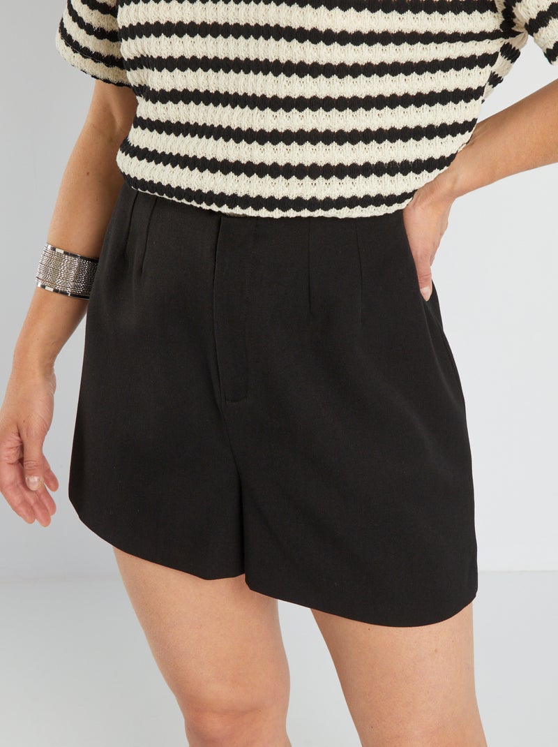 Short à taille haute noir - Kiabi