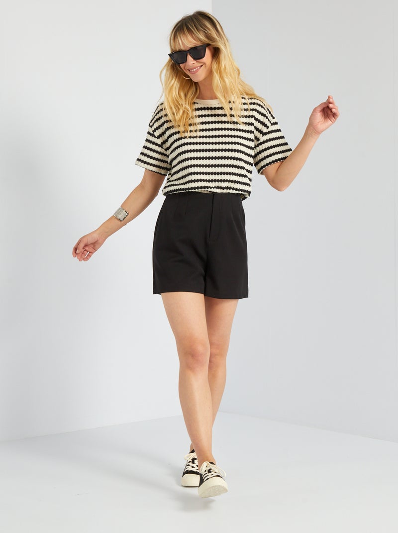 Short à taille haute Noir - Kiabi