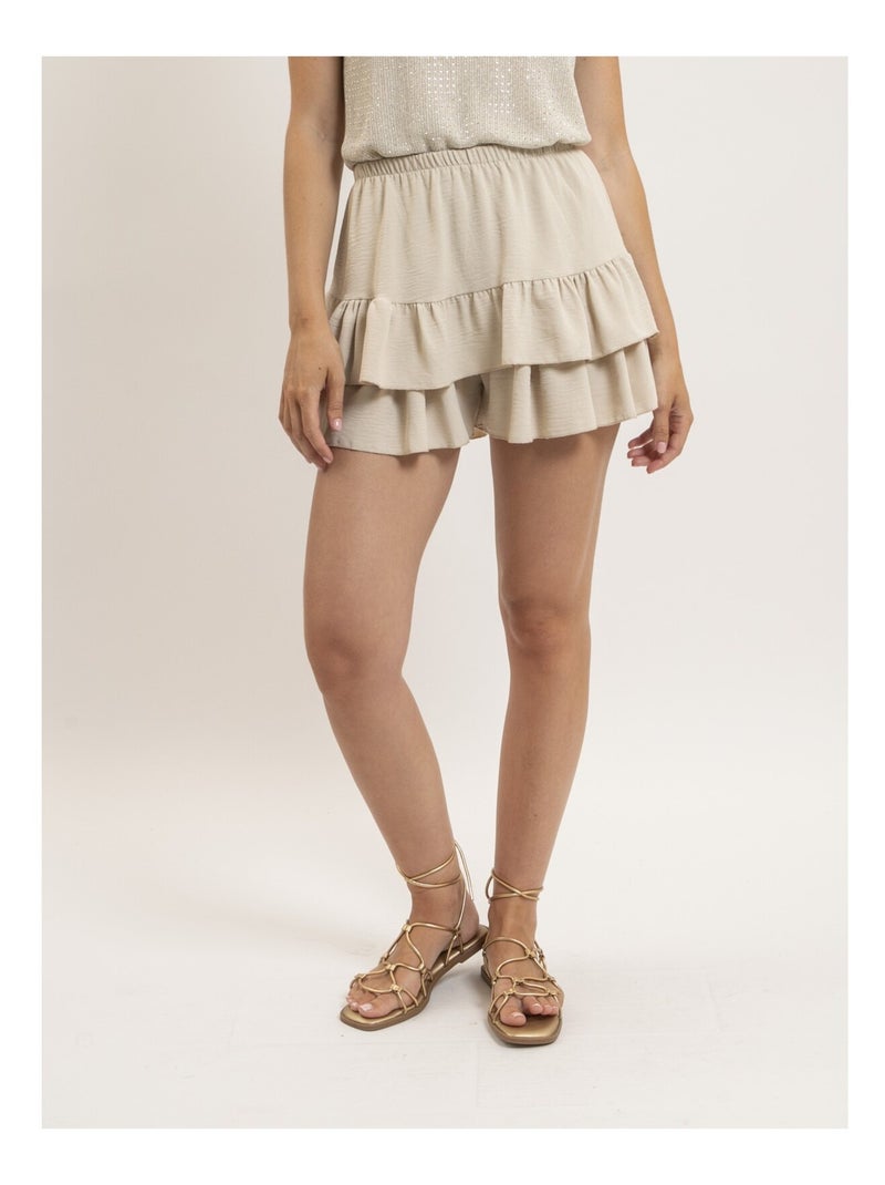 Short à volants effet jupe XEPINE Beige - Kiabi