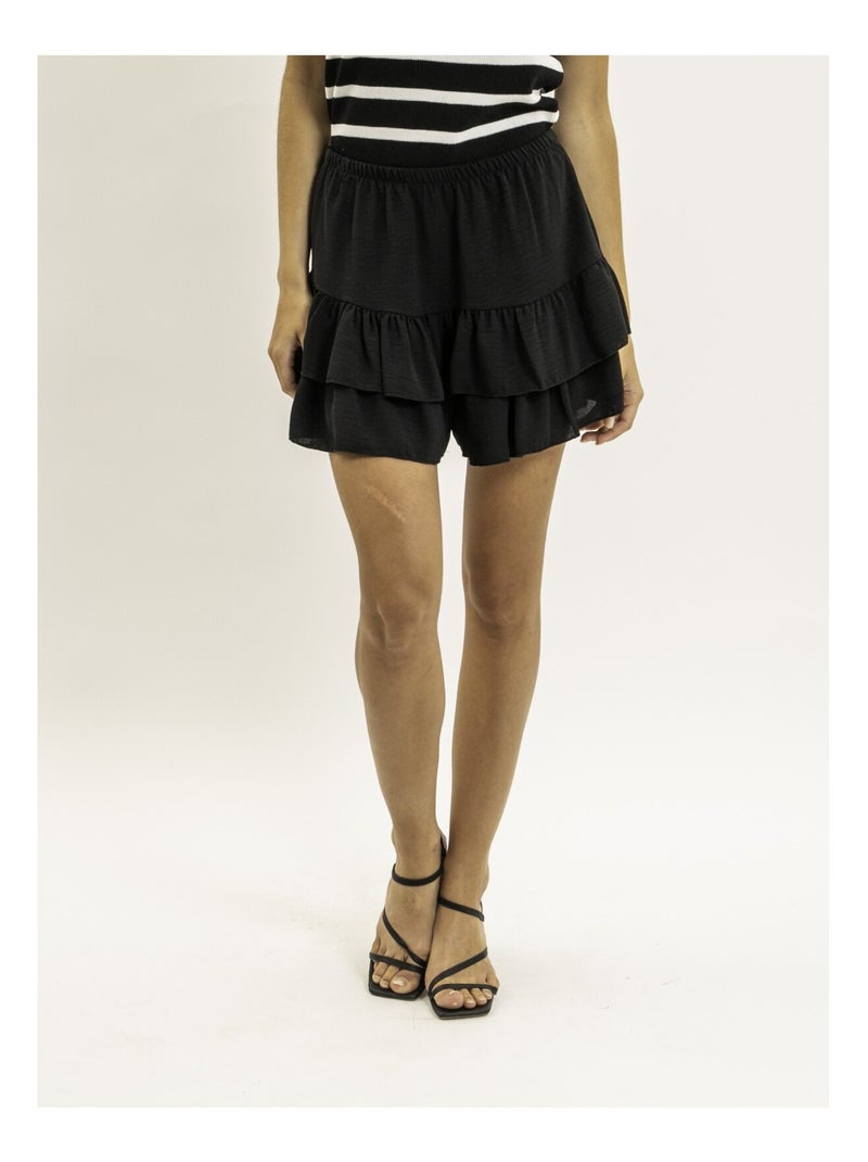 Short à volants effet jupe XEPINE Noir - Kiabi