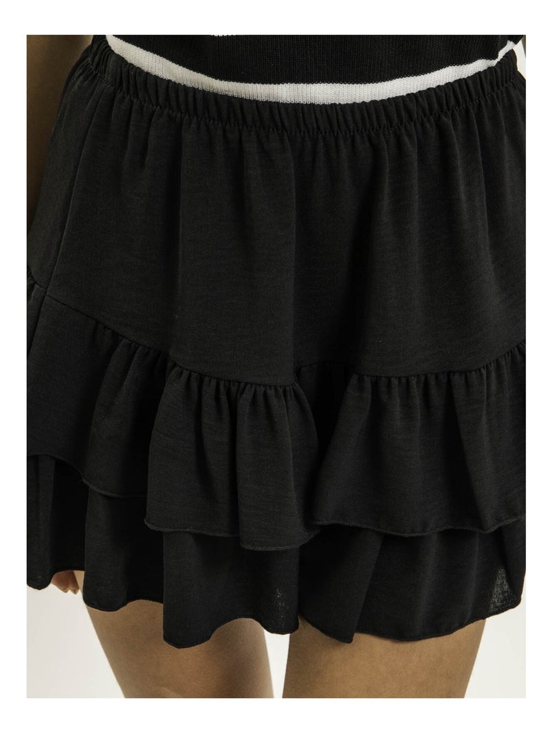 Short à volants effet jupe XEPINE Noir - Kiabi