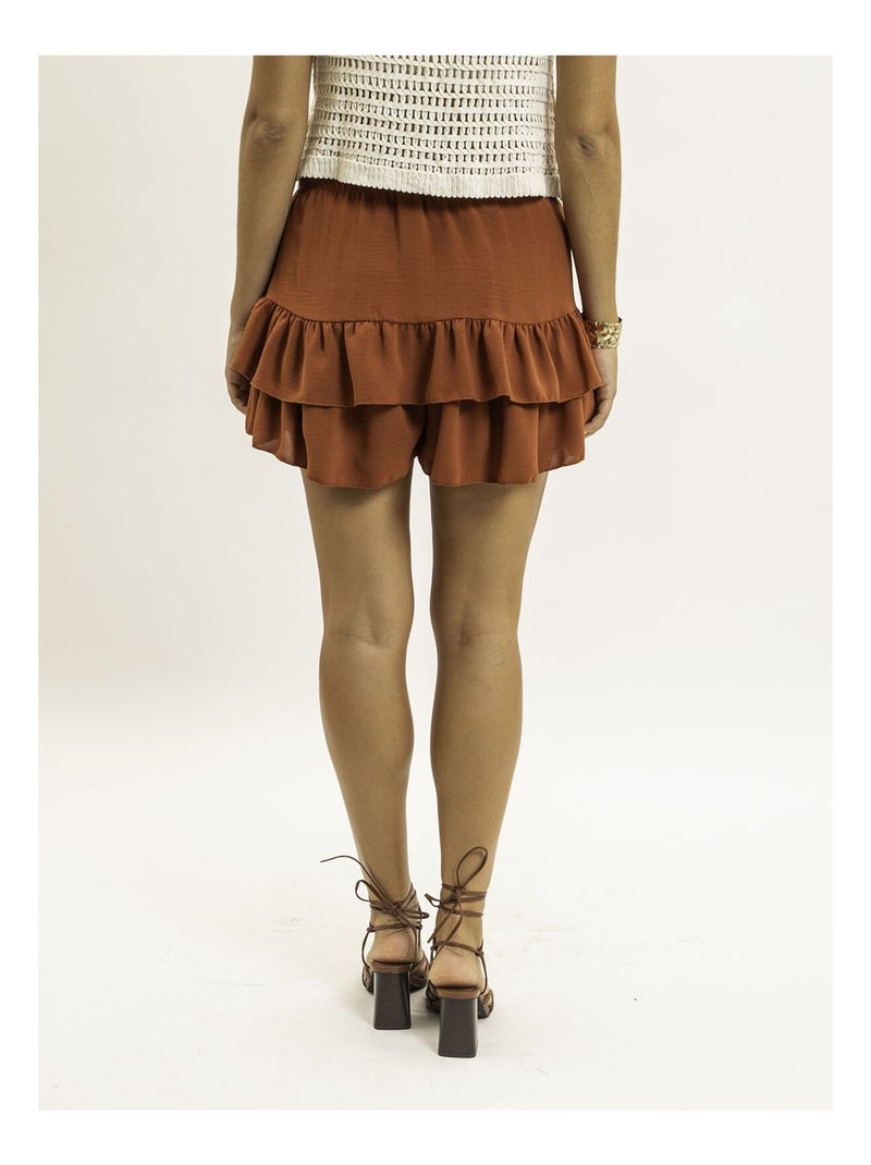 Short à volants effet jupe XEPINE Rouge brique - Kiabi