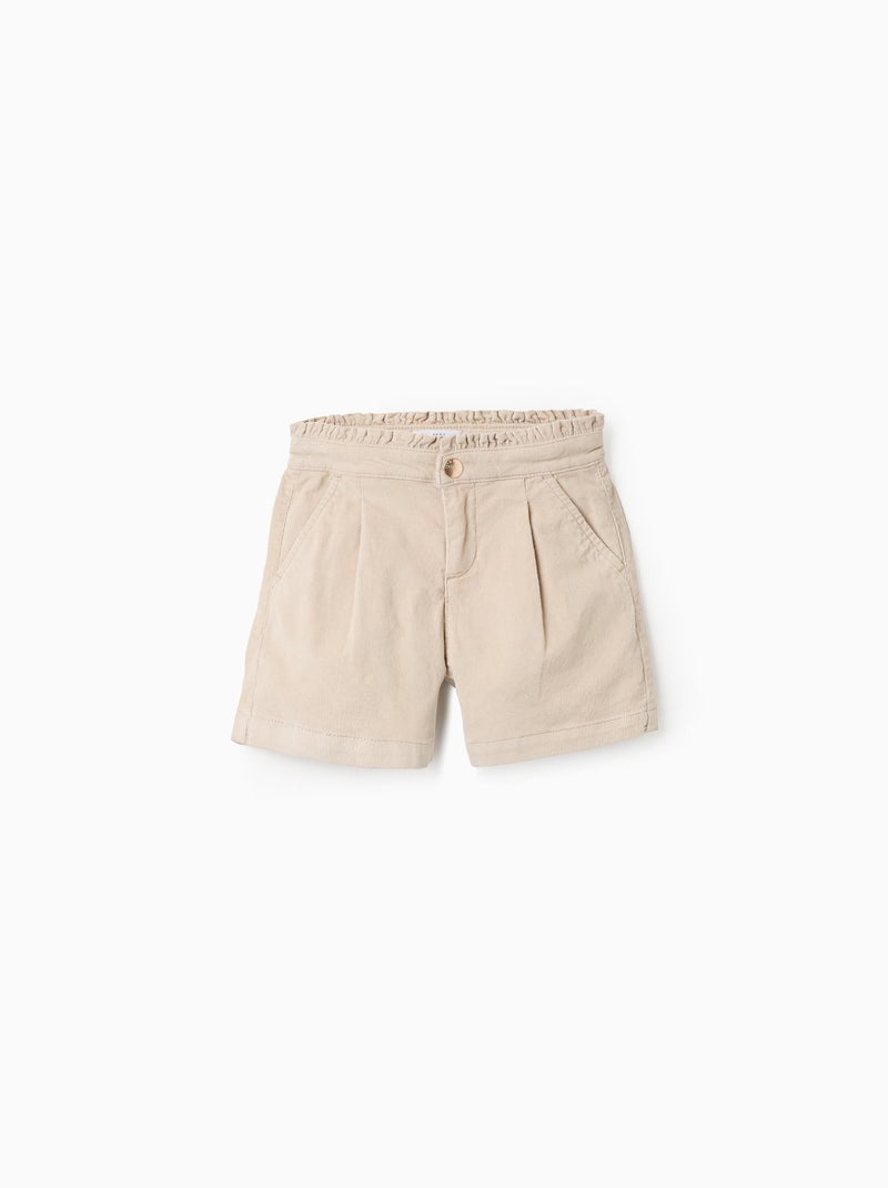 Short à Volants en Velours Côtelé Blanc - Kiabi