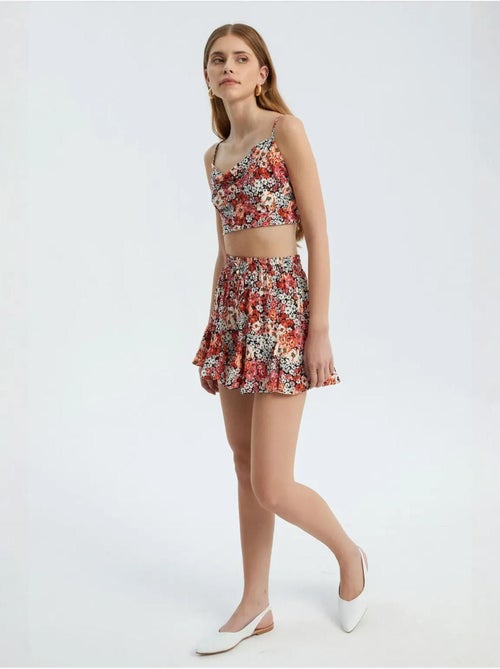 Short à volants taille haute à fleurs et taille élastique - Kiabi Short à volants taille haute à fleurs et taille élastique - Kiabi