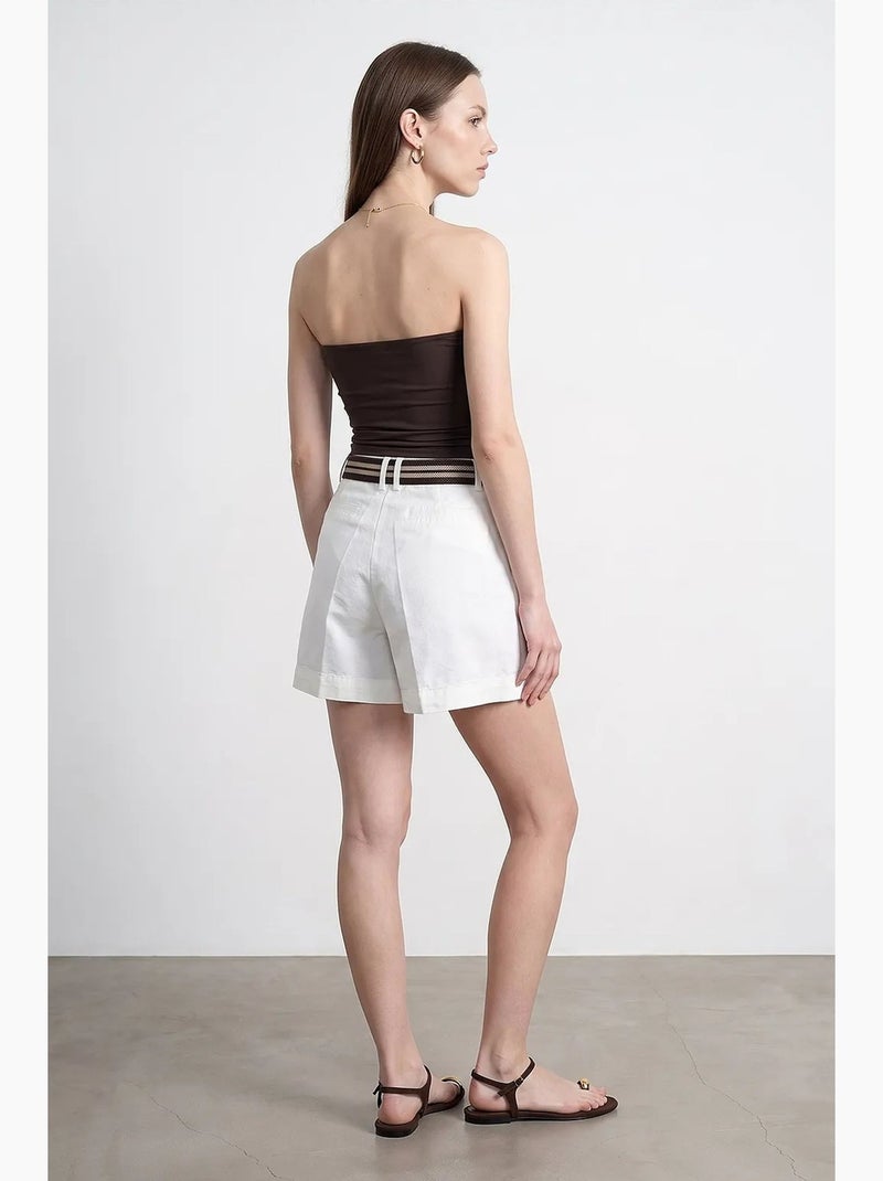 Short ample à taille haute avec ceinture dilvin Blanc cassé - Kiabi