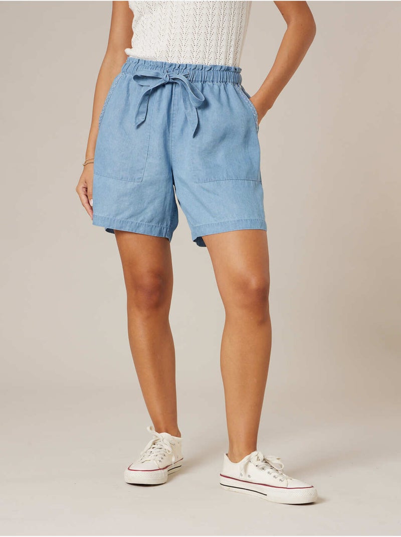 Short ample femme en lyocell 'Deeluxe' Bleu - Kiabi