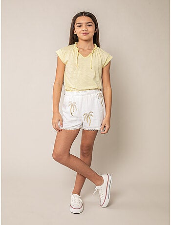 Short ample fille en 70% viscose, 30% lin 'deeluxe'