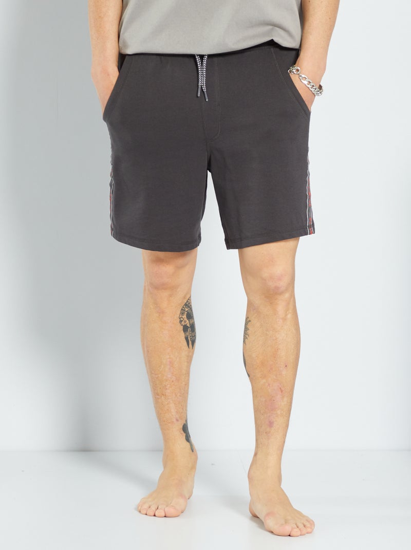 Short avec bandes contrastantes en french terry Gris - Kiabi