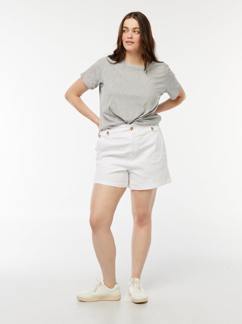 Short avec boutons dorés Blanc - Kiabi