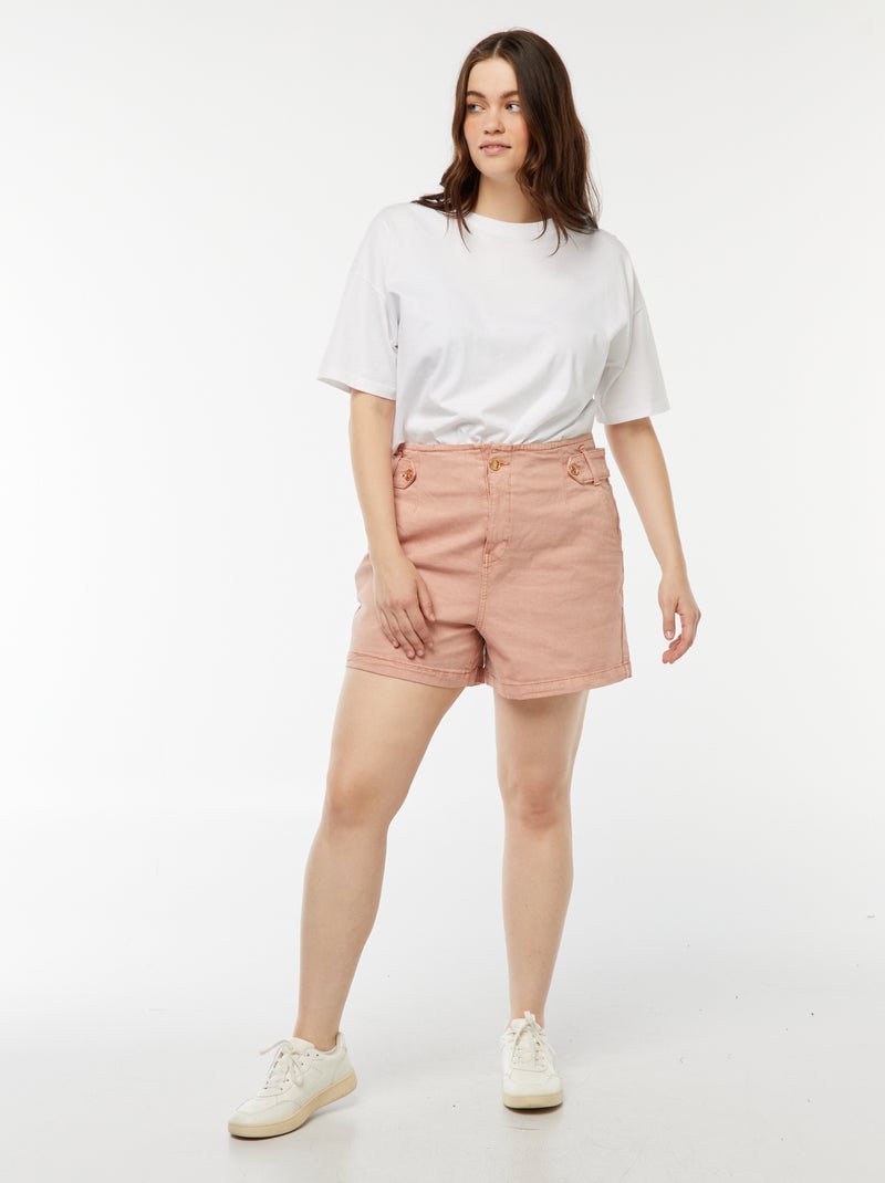 Short avec boutons dorés Rose - Kiabi