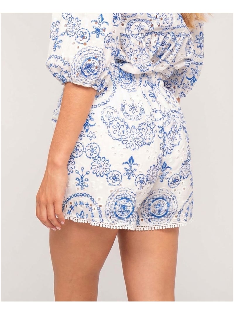 Short avec broderie XARIAH Bleu - Kiabi