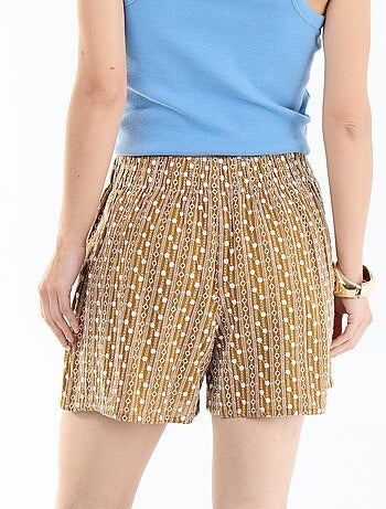 Short avec broderies à la taille élastiquée