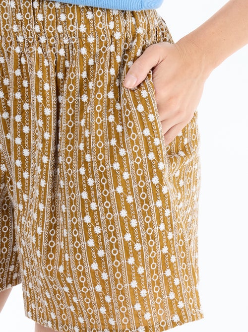 Short avec broderies à la taille élastiquée - Kiabi