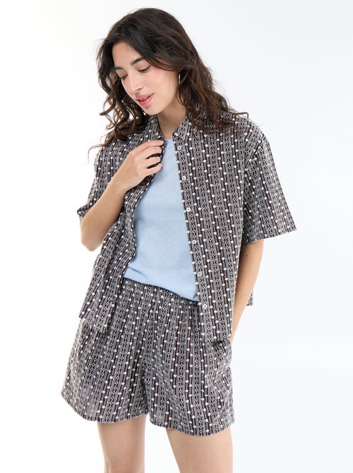 Short avec broderies à la taille élastiquée - Kiabi