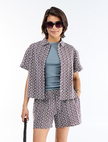 Short avec broderies à la taille élastiquée
