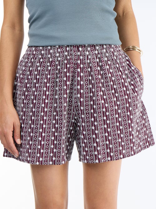 Short avec broderies à la taille élastiquée - Kiabi