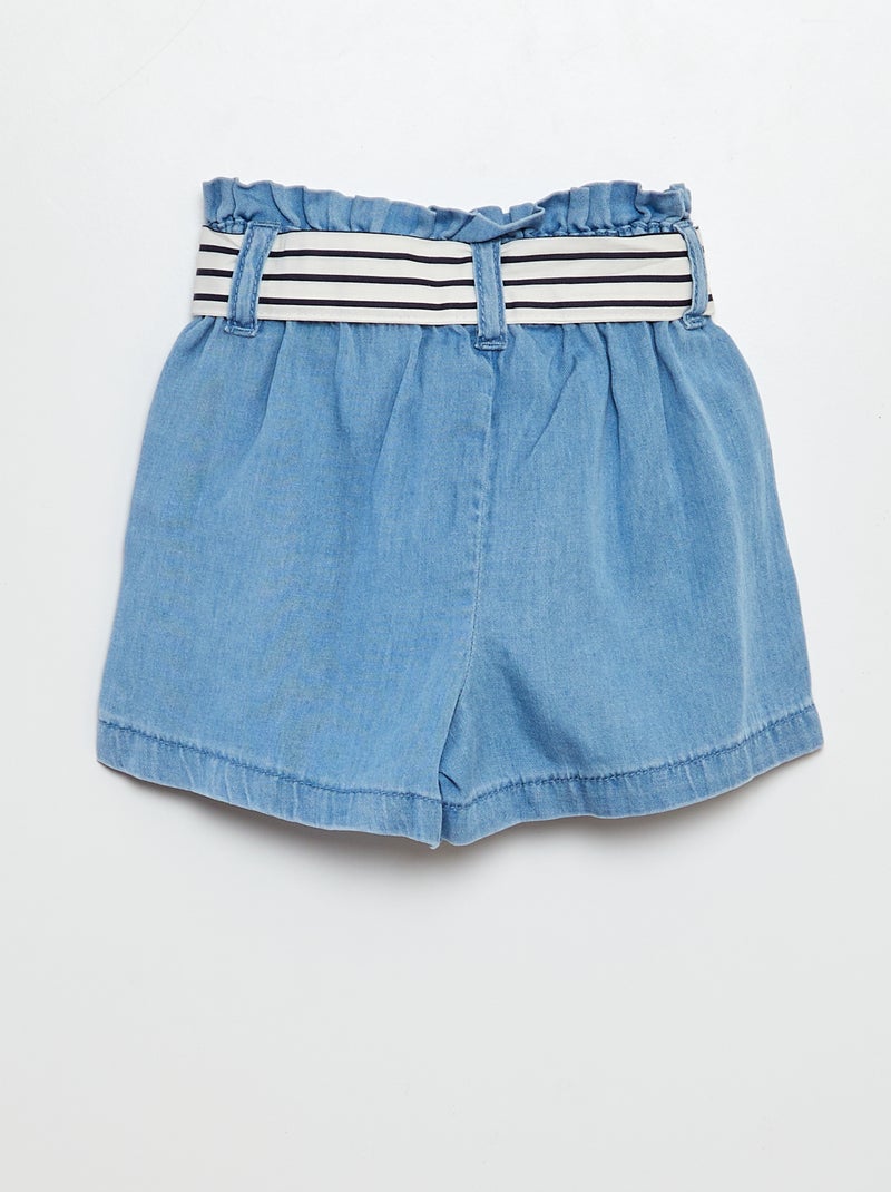 Short avec ceinture à motif Bleu - Kiabi