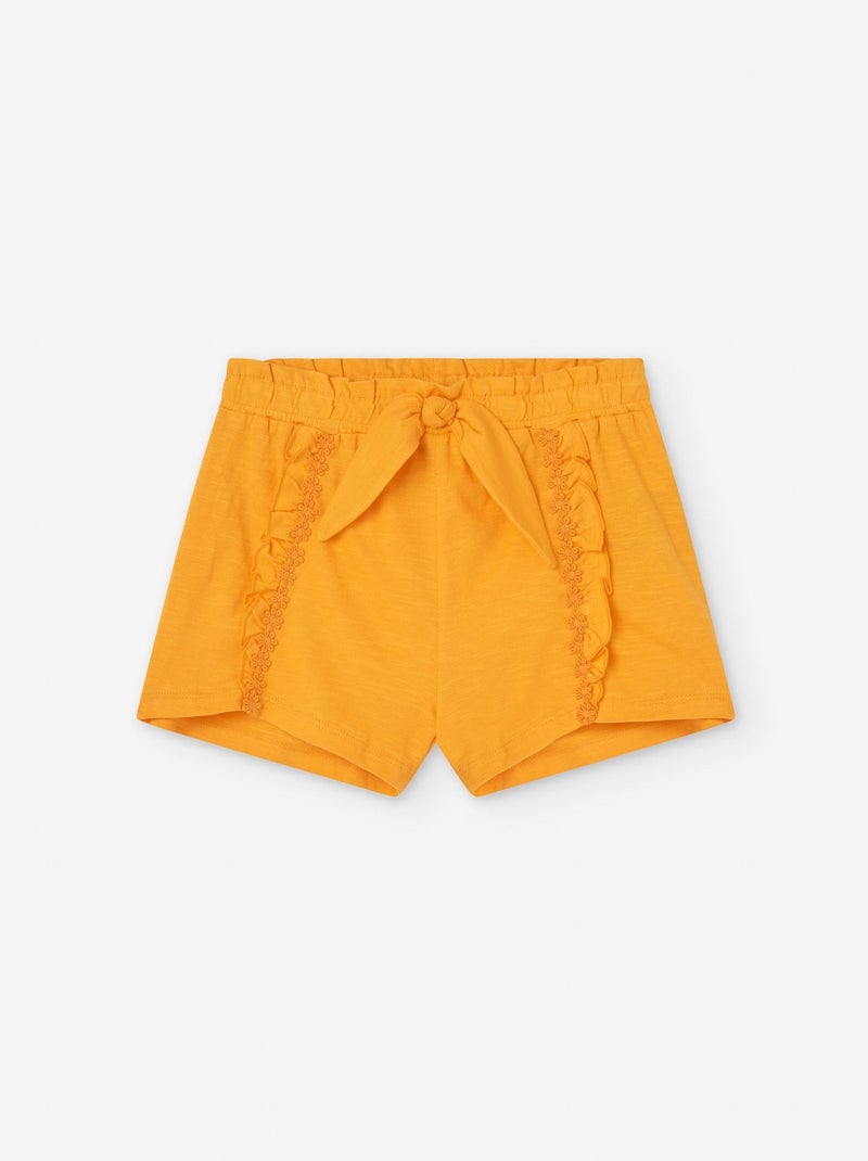 Short avec Fleurs en Relief et Noeud Orange clair - Kiabi