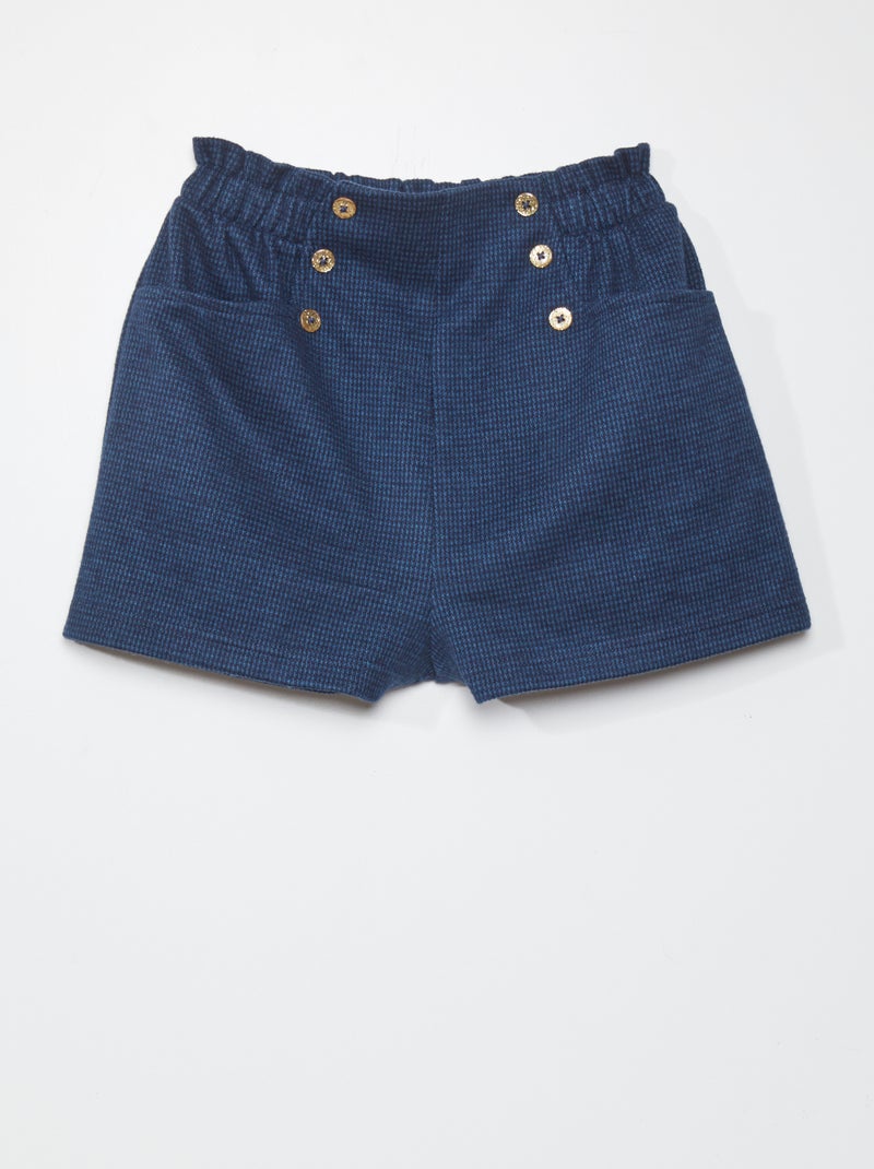 Short avec imprimé 'pied de poule' Bleu marine - Kiabi